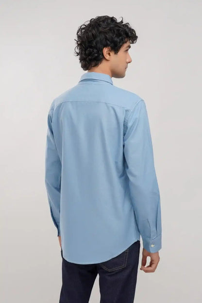 Levi's light blue button-up shirt, back view, long sleeves