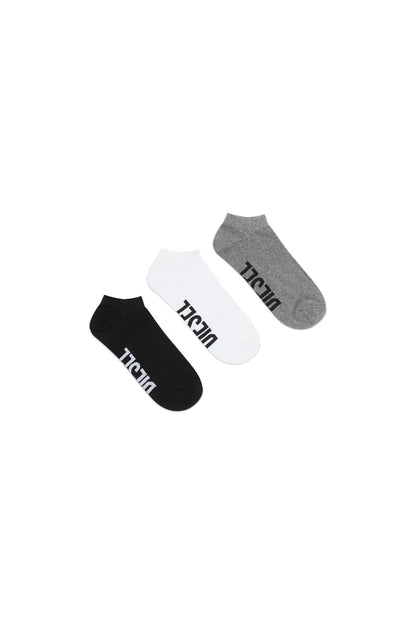 Diesel logo low-cut socks, black and light gray pair
