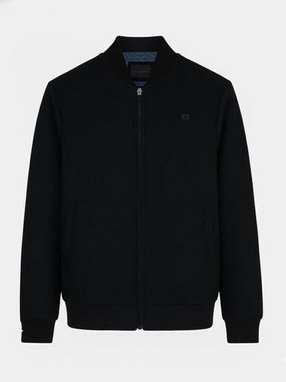 Black Brumano zip-up jacket with stand collar and chest logo