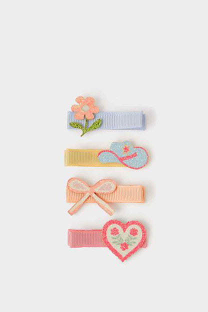 Accessorize pastel multi hair clips set of four: flower, star, bow, heart designs