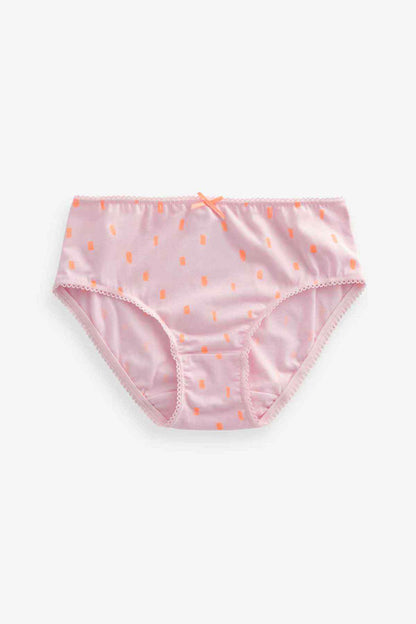 Kids' light pink brief underwear with orange print and bow at waistband