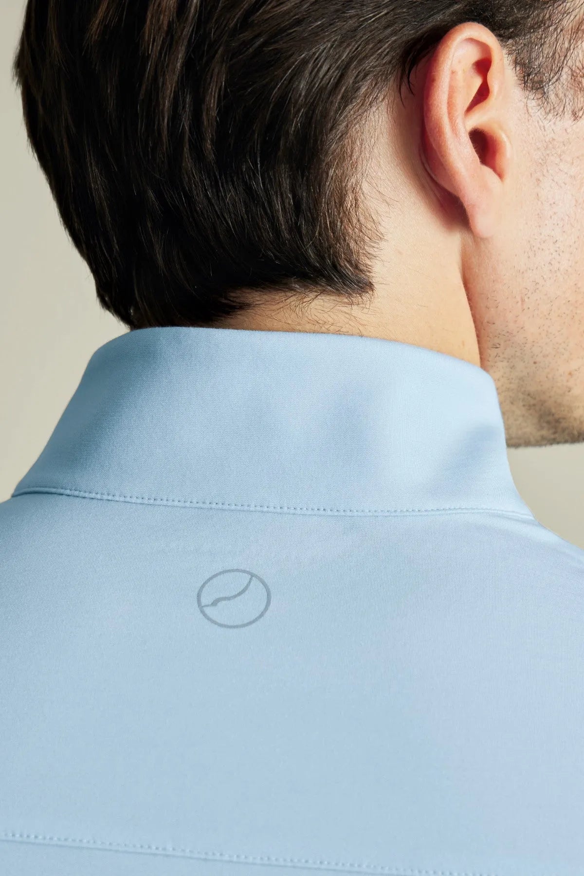 Charles Tyrwhitt men's light blue quarter-zip pullover, back neck logo