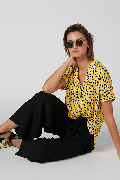 Splash black wide-leg pants with drawstring waist and wide cropped silhouette