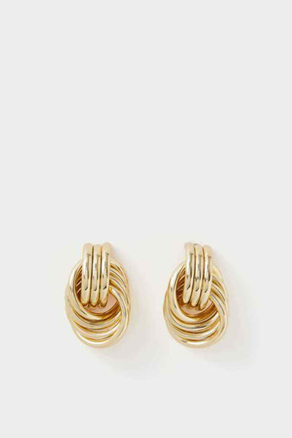 Gold multi-loop hoop earrings, stacked teardrop hoops