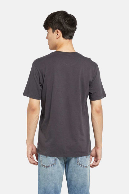 Men's black T-shirt, plain back view