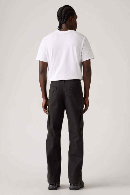 Levi's black cargo pants back view with rear pockets