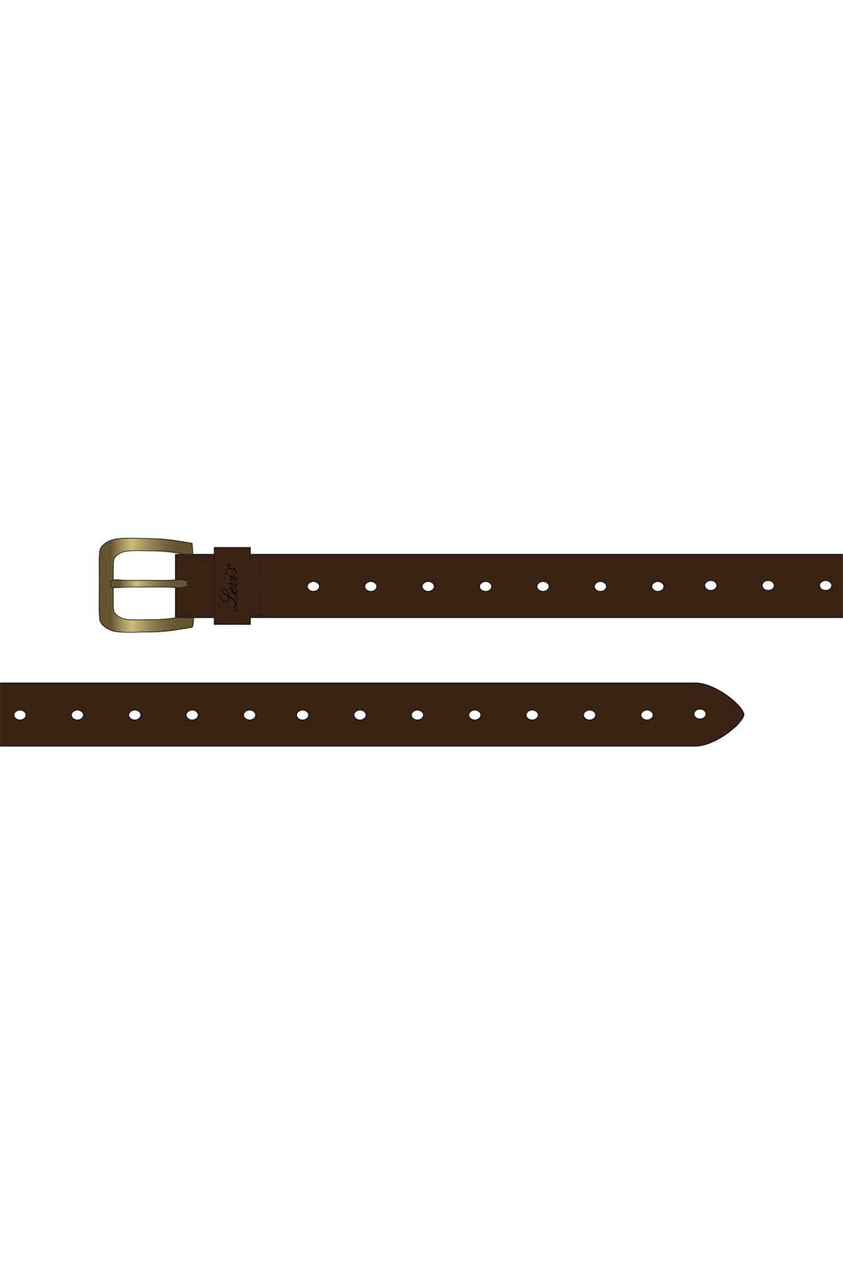 Brown belt close-up with punch holes and gold buckle