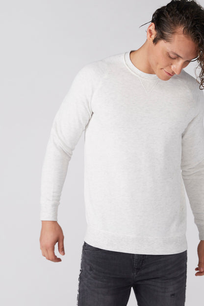 Splash long-sleeve crewneck shirt, white, long sleeves and ribbed collar