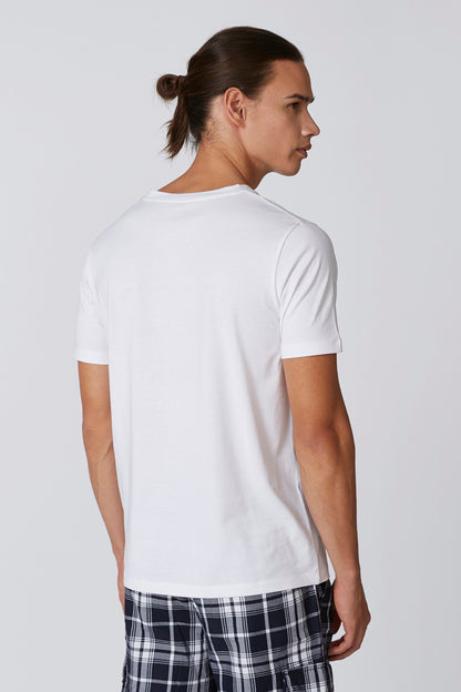 White short-sleeve crew-neck t-shirt, plain back view