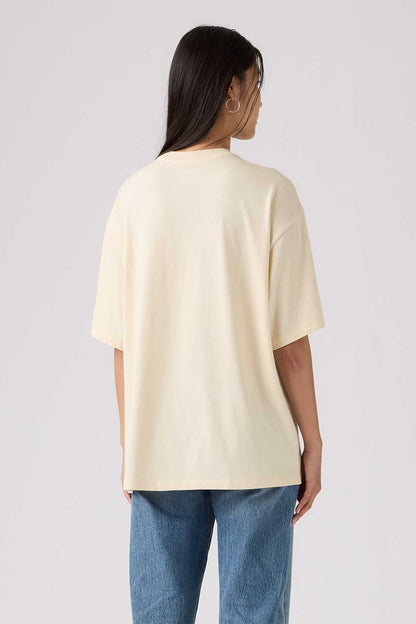 Light cream T-shirt back view, short sleeves, relaxed fit