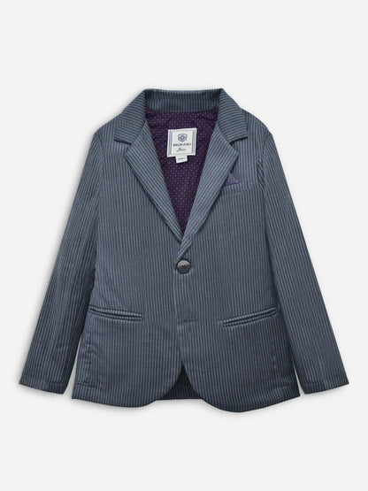 Brumano pinstripe blazer jacket in grey, single-breasted with two-button front