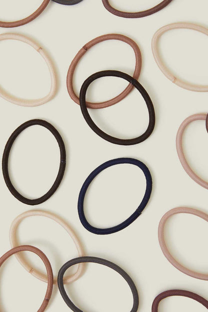 Pastel multi hair elastics, assorted colored loop bands with dark trim accents