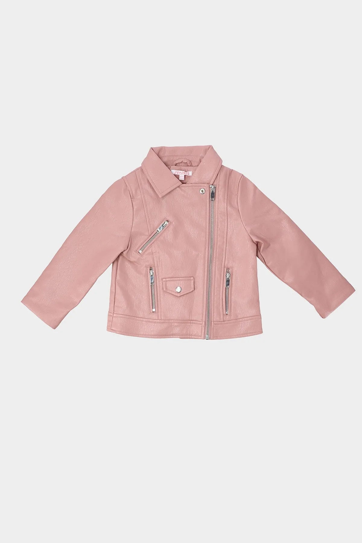 BABYSHOP pink baby jacket with front zippers and snap collar
