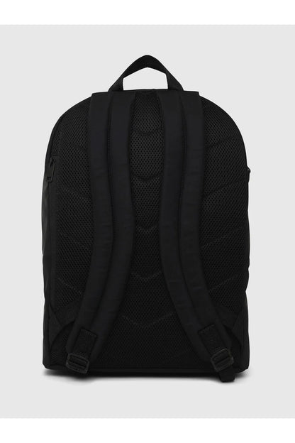 Black Diesel backpack back view with padded shoulder straps