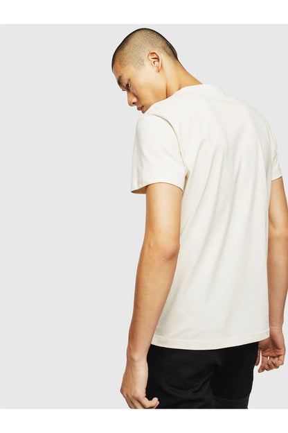White crewneck T-shirt with short sleeves, plain back
