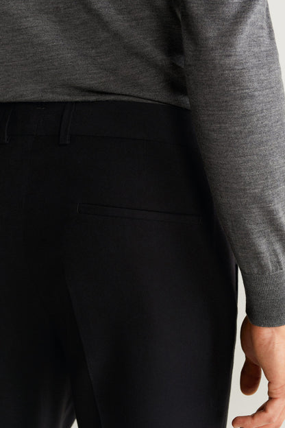 MANGO black trousers with waistband and front slant pockets