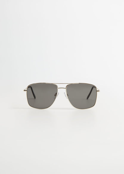 Gold metal square sunglasses with dark lenses