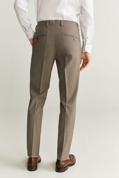 MANGO beige men's suit trousers with belt loops and side pockets