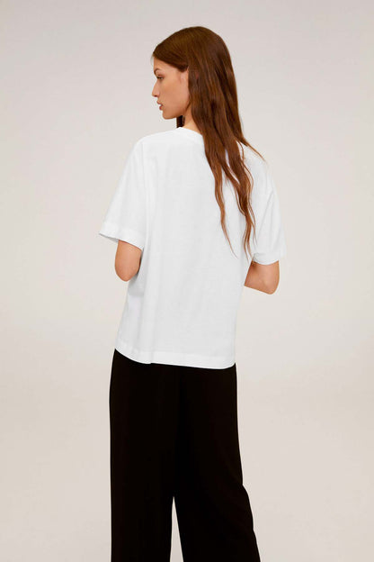 White crew-neck T-shirt, plain back view