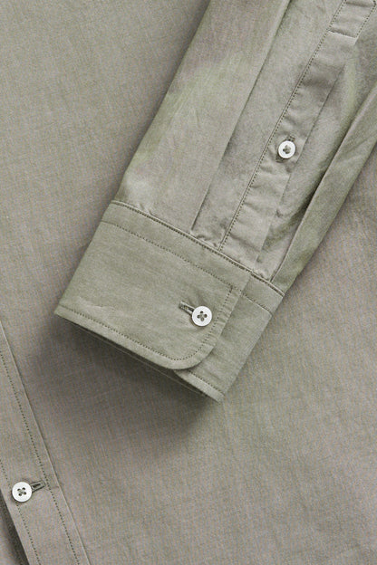 MANGO khaki button-up shirt cuff with two-button detail