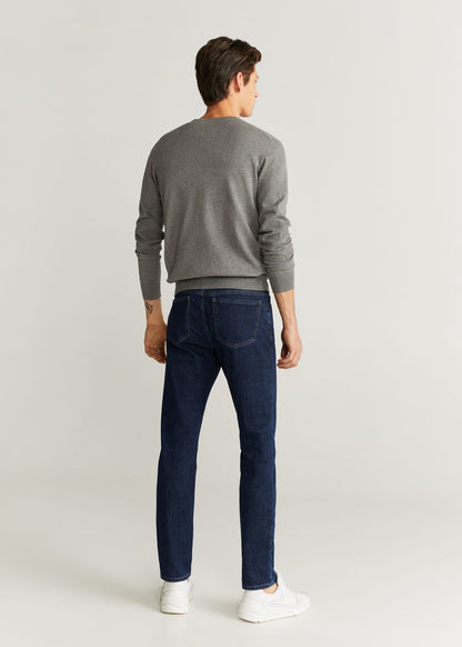 MANGO blue denim jeans with straight legs and back patch pockets