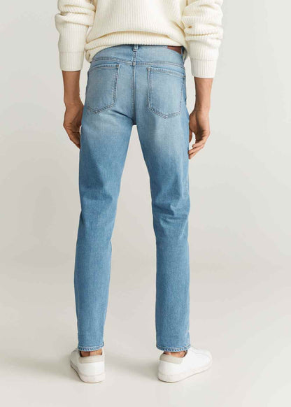 MANGO light wash denim jeans straight leg with front pockets