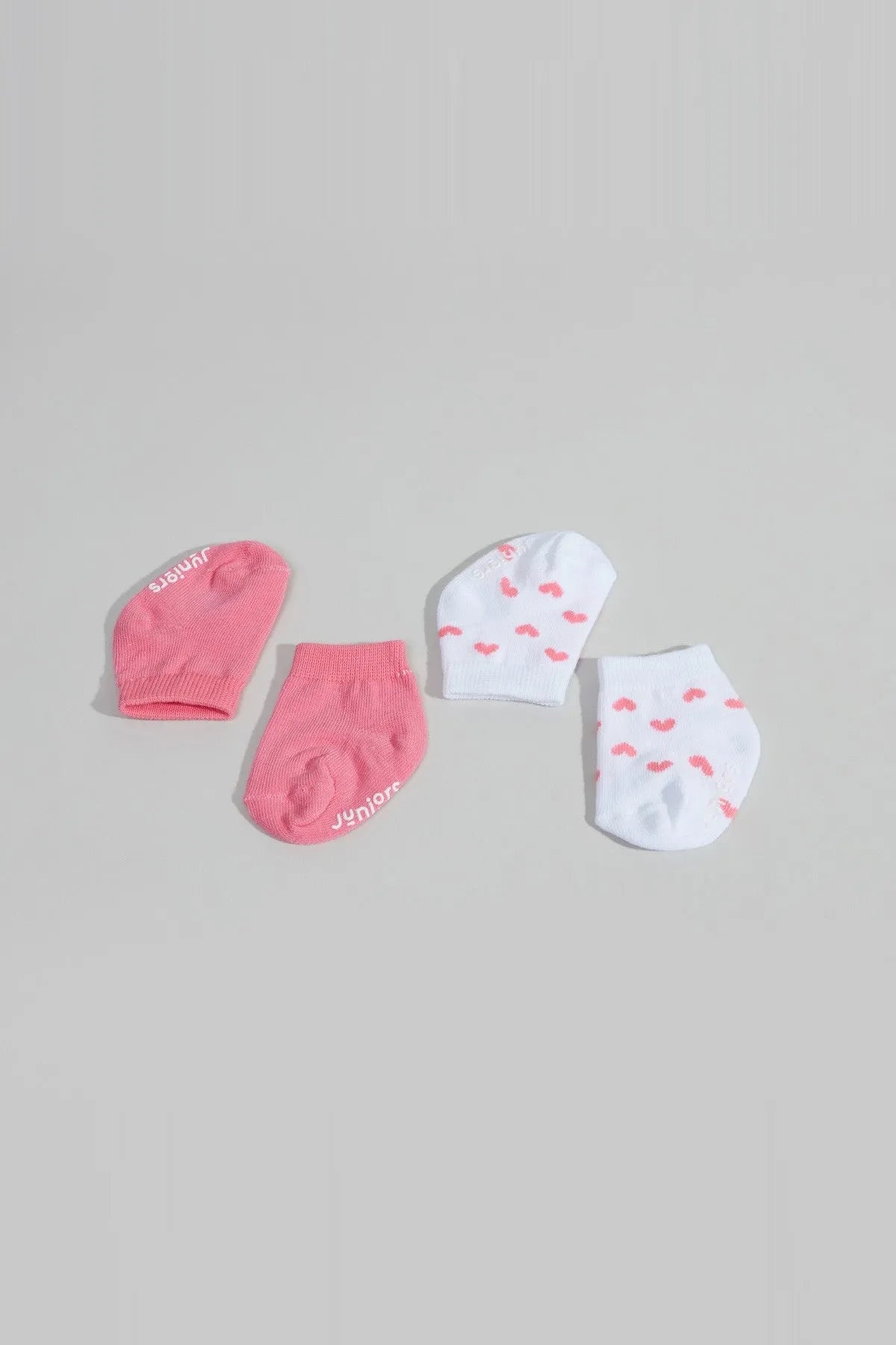 BABYSHOP baby ankle sock set: pink socks and white socks with pink heart prints