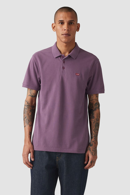 Levi's men's purple polo shirt with short sleeves and buttoned collar, small chest logo