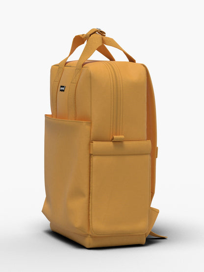 Levi's yellow backpack with front zip pocket and adjustable shoulder straps