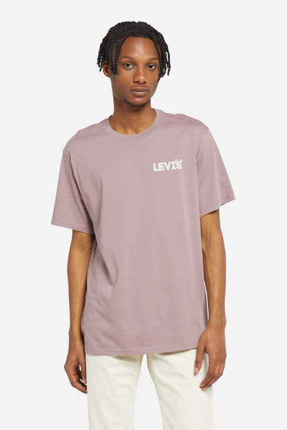 Levi's purple short-sleeve T-shirt with small chest logo, crew neck
