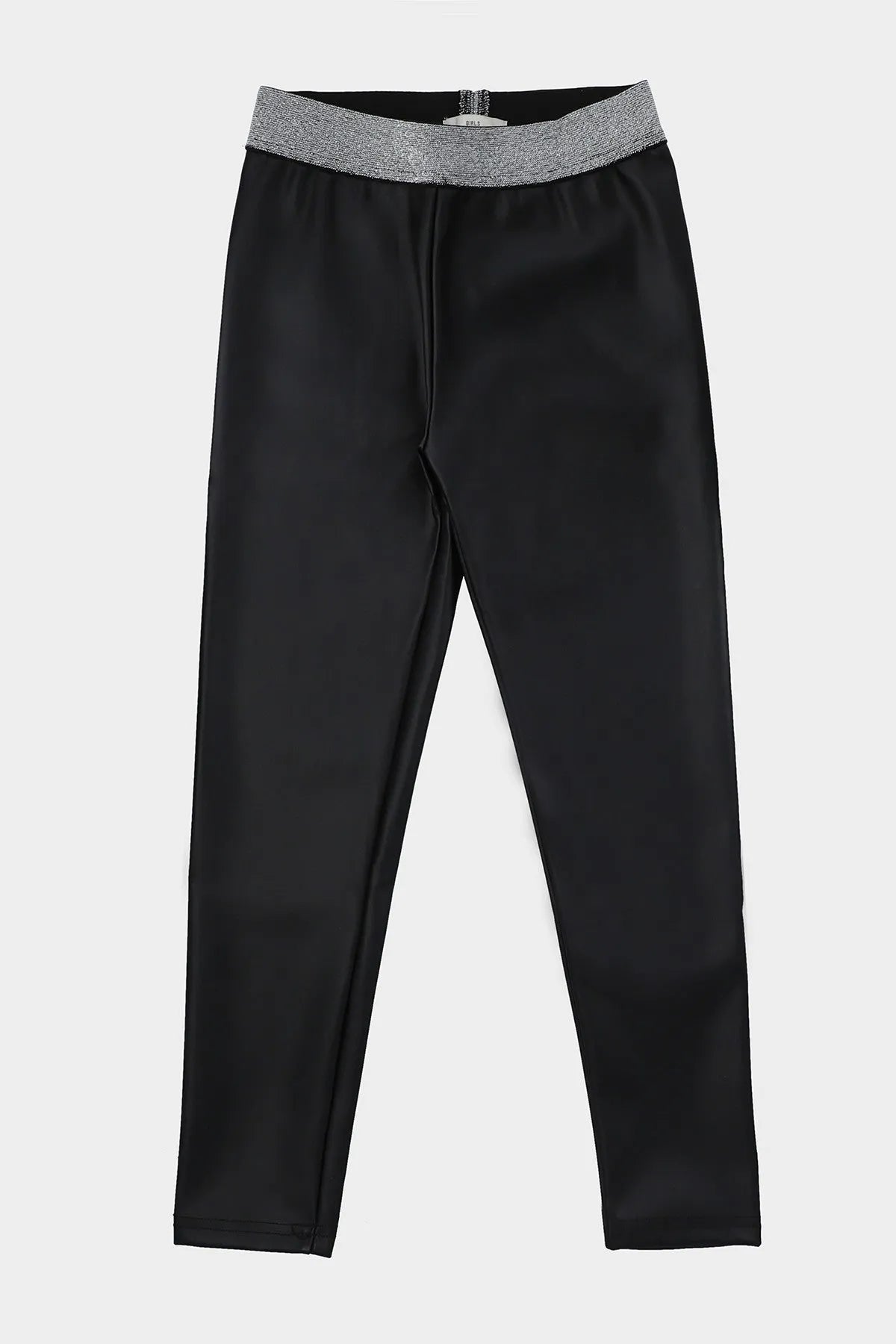 Babyshop black trousers with heather gray elastic waistband and stitched fly