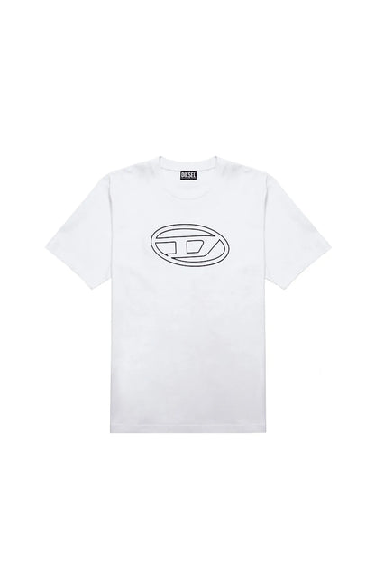 Diesel white logo T-shirt with crew neck and short sleeves
