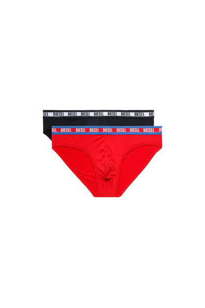 Diesel men's red briefs with black red white Diesel logo waistband