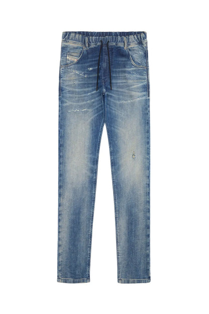 Diesel blue washed denim jogger jeans, elastic drawstring waist