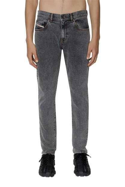 Diesel black straight-leg jeans with belt loops and dark wash