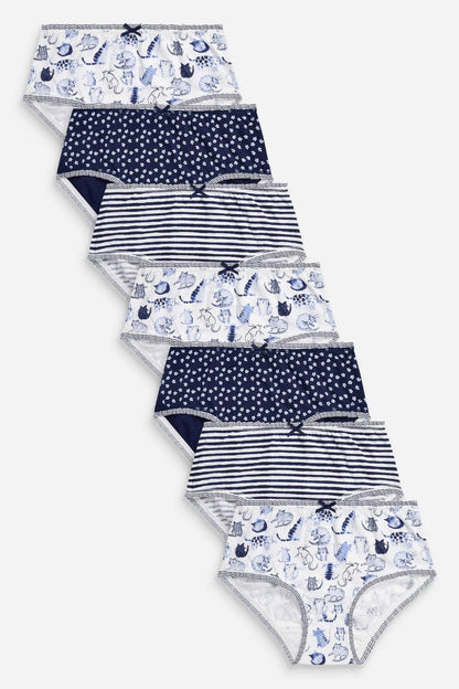 Kids' brief underwear multipack in blue with animals, stripes, and star prints