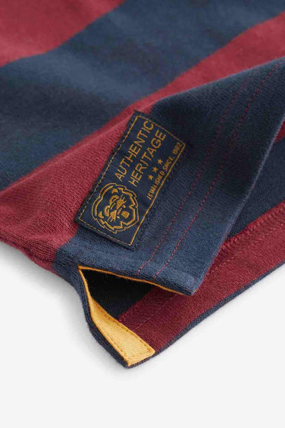 NEXT polo shirt cuff detail with striped fabric and AUTHENTIC heritage tag