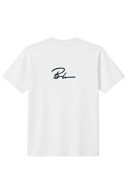 Beleri London white T-shirt with black signature logo on back
