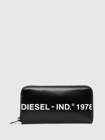 Black zip wallet with DIESEL-IND. 1978 logo panel