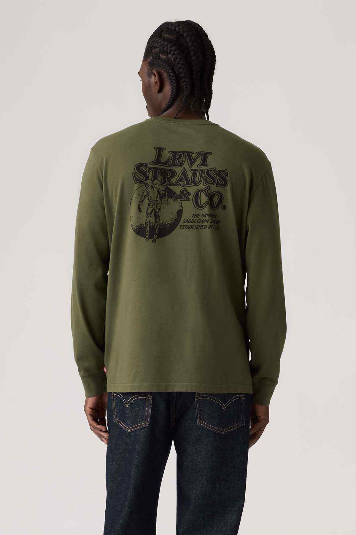 Levi's olive long-sleeve T-shirt with large back graphic