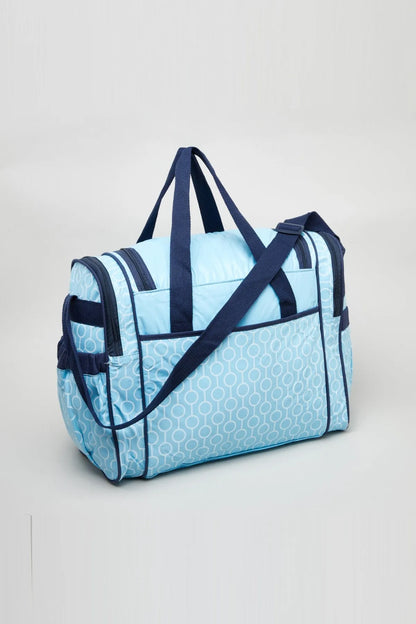 BABYSHOP blue patterned baby bag with adjustable shoulder strap and zip closure