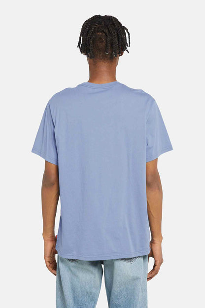 Blue crew-neck T-shirt, short sleeves, plain back