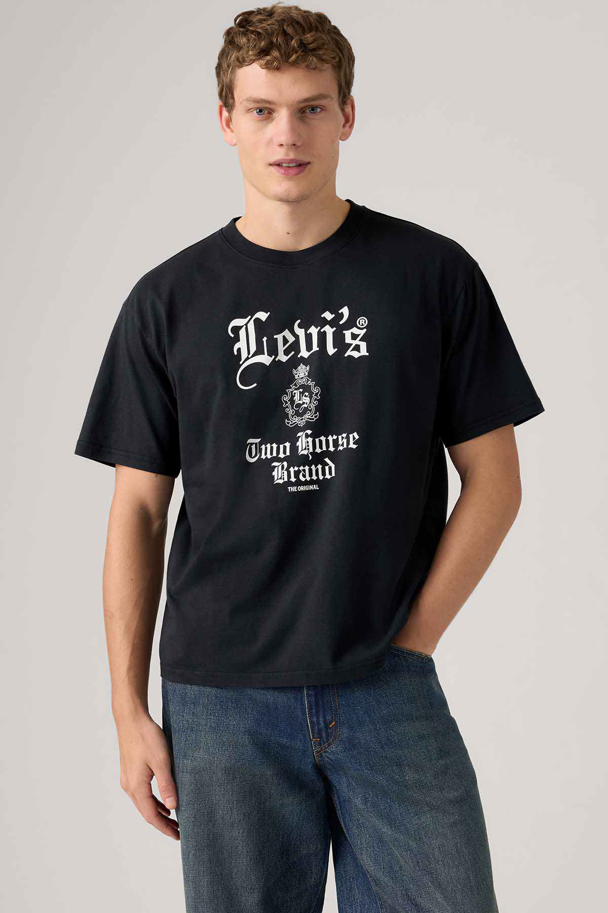 Levi's black T-shirt with front Two Horse Brand logo graphic