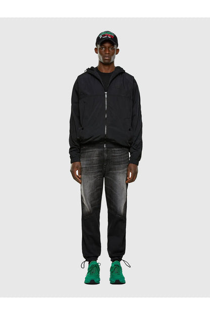 Diesel black hooded full-zip jacket with front pockets