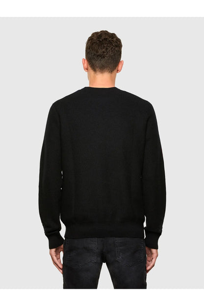 Back view crewneck sweater in dark navy/black