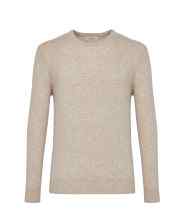 Cream long-sleeve knit sweater with crew neck