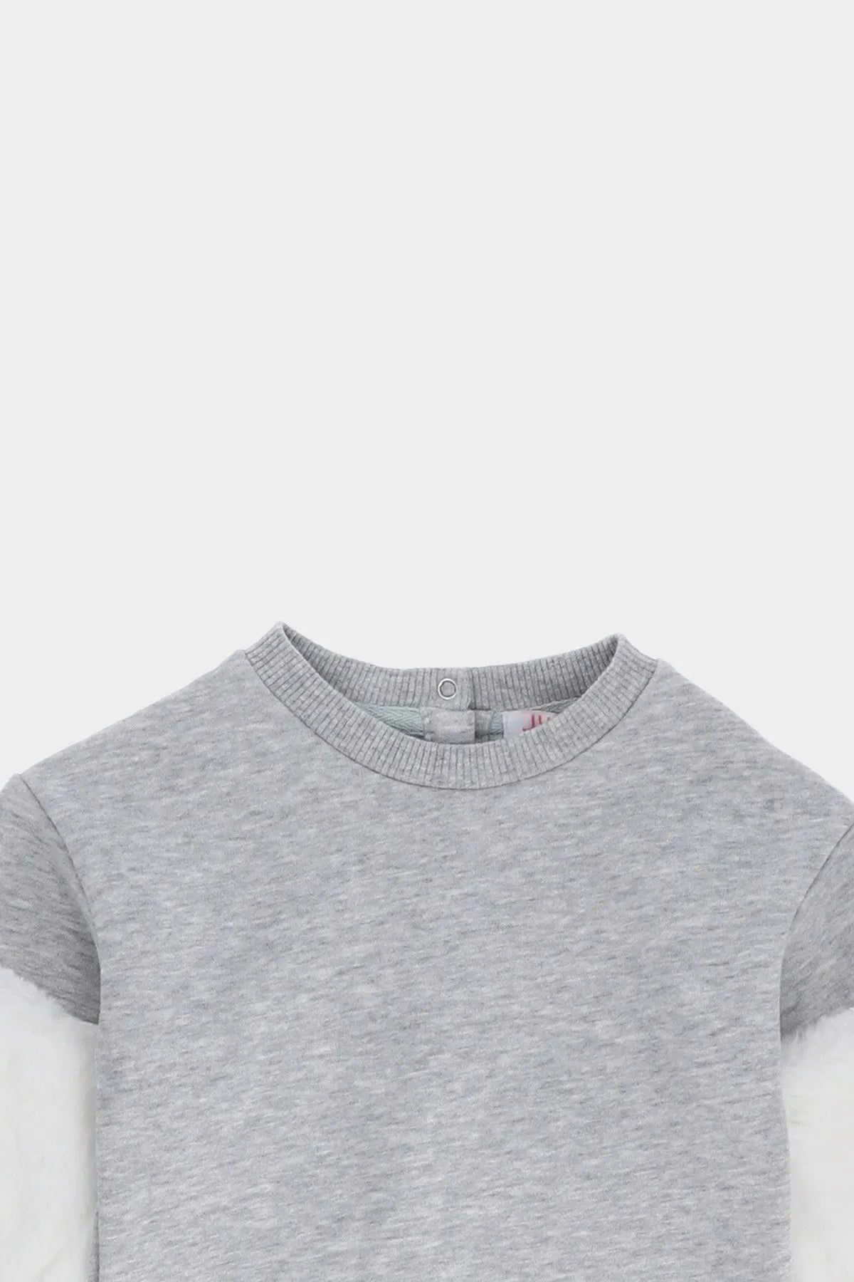 BABYSHOP heather gray knit baby sweatshirt with ribbed crewneck collar