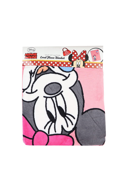 Disney fleece blanket, pink with Minnie Mouse character and polka-dot trim