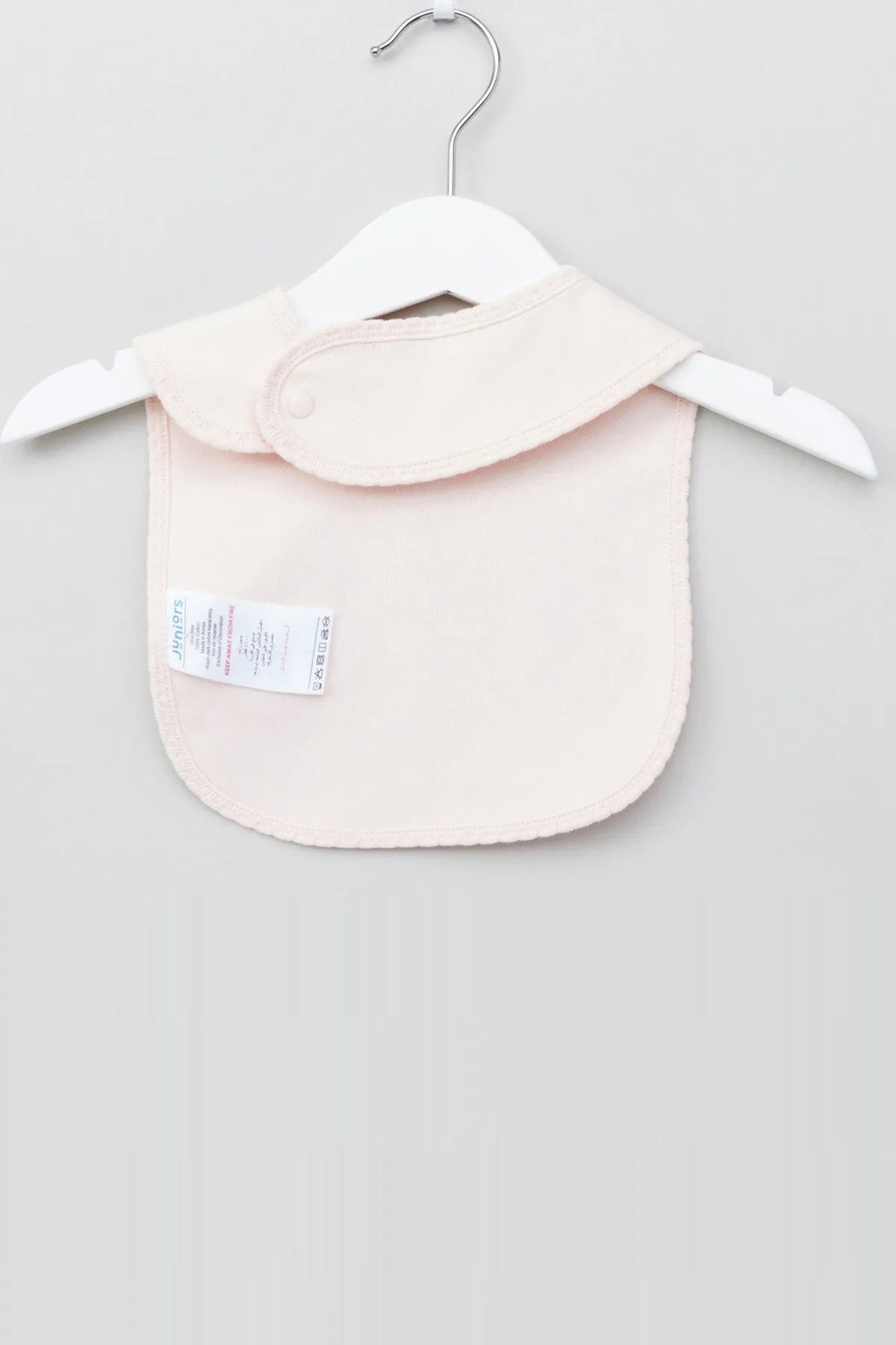 BABYSHOP baby bib with neck strap and care label on the reverse