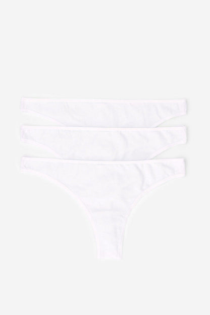 Women'secret white bikini briefs, folded trio showing smooth low-rise front